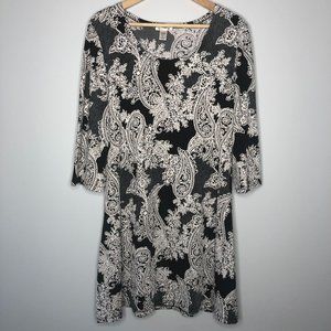 Vasna Paisley swing dress black & white - M